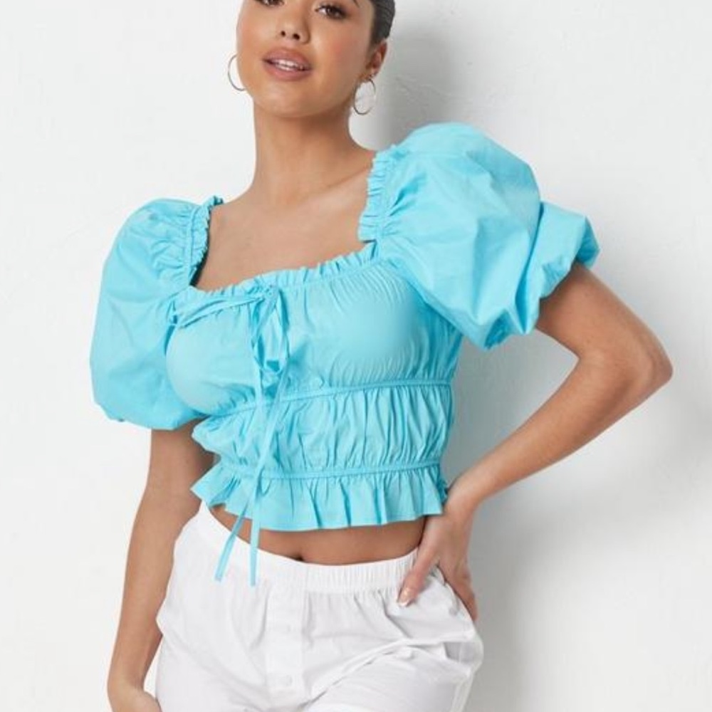 NEW UK BRAND SEXY CROP TOP WITH PUFF SLEEVES